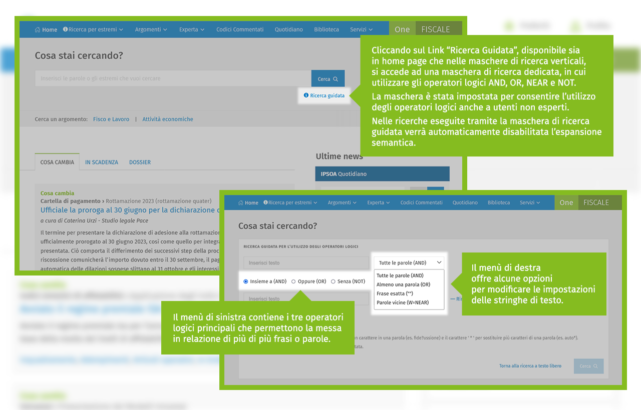 ricerca operatori boleani